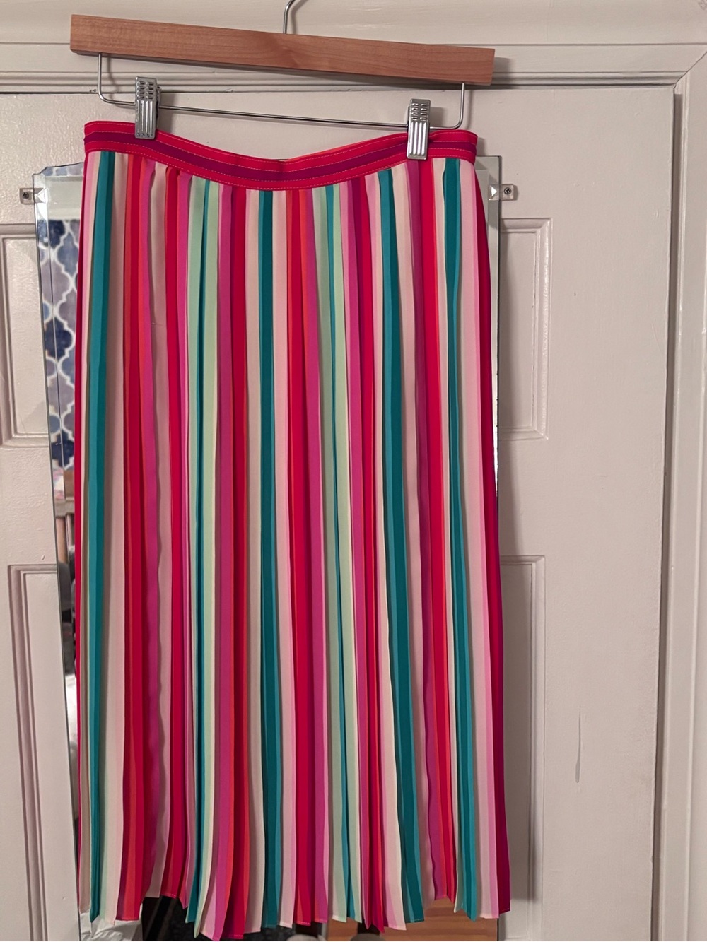 J. Crew Multicolor Striped Pleated Midi Skirt